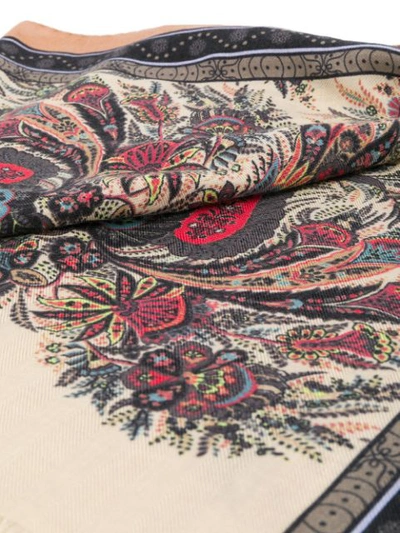 Shop Etro Floral Print Scarf In Neutrals