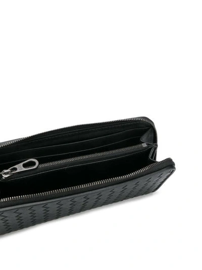 Shop Bottega Veneta Intrecciato Zip-around Wallet In Black