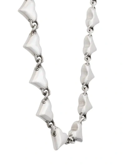 Shop Saint Laurent Heart Link Necklace In Silver