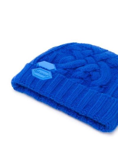Shop Off-white Logo Patch Beanie In Blue