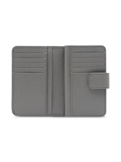 Shop Prada Medium Saffiano Leather Wallet In Grey