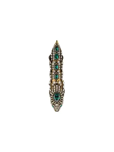 Shop Gucci Snake Finger Ring With Crystals In Gold