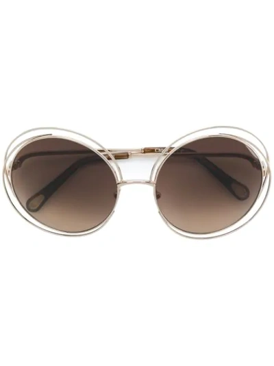 Shop Chloé Carlina Round-frame Sunglasses In Metallic