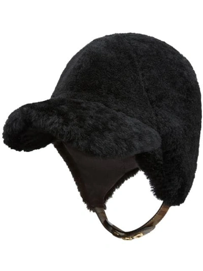 Shop Fendi Furry Visor Helmet In Black