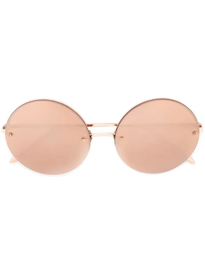 Shop Linda Farrow Round Shaped Sunglasses In Metallic