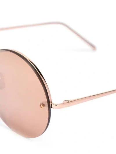 Shop Linda Farrow Round Shaped Sunglasses In Metallic