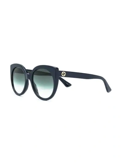 Shop Gucci Cat Eye Frame Sunglasses In Blue
