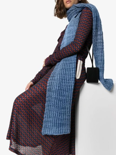 Shop The Elder Statesman Ribbed Cashmere Scarf In Blue