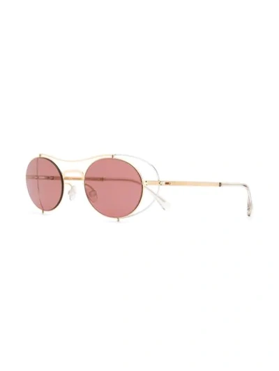 Shop Mykita X Maison Margiela Round Tinted Sunglasses In Gold