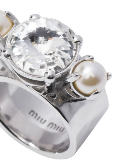 Shop Miu Miu Ring Mit Perlenverzierung In Metallic