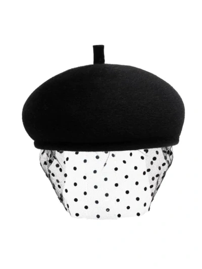 Shop Maison Michel Bonnie Polka Dot Veil Hat - Black