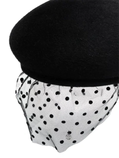 Shop Maison Michel Bonnie Polka Dot Veil Hat - Black