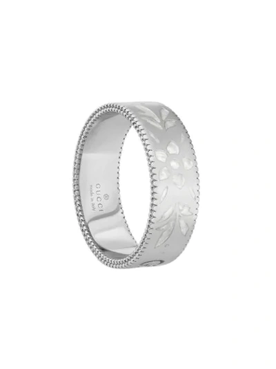Shop Gucci 18kt White Gold Icon Ring In Silver