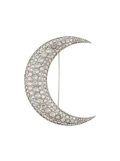 Shop Isabel Marant Moon Embellished Brooch In Silver