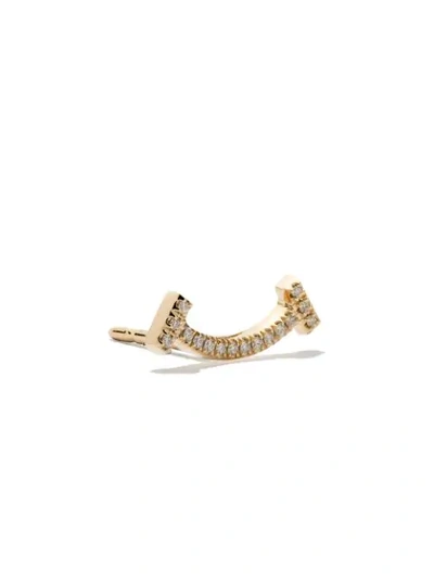 Shop Tiffany & Co 18kt Yellow Gold Tiffany T Smile Diamond Earrings In Metallic