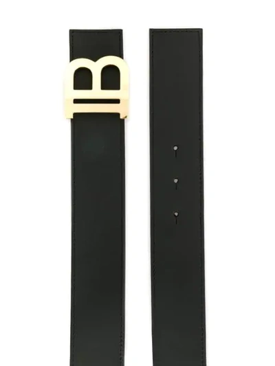 Shop Balmain Logo Plaque Belt In Black