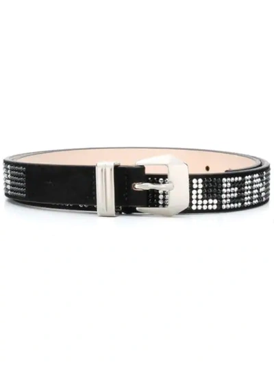 Philipp Plein Crystal-embellished Leather Belt - Black