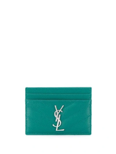 Shop Saint Laurent Ysl Monogram Card Holder In Green
