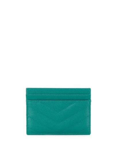 Shop Saint Laurent Ysl Monogram Card Holder In Green