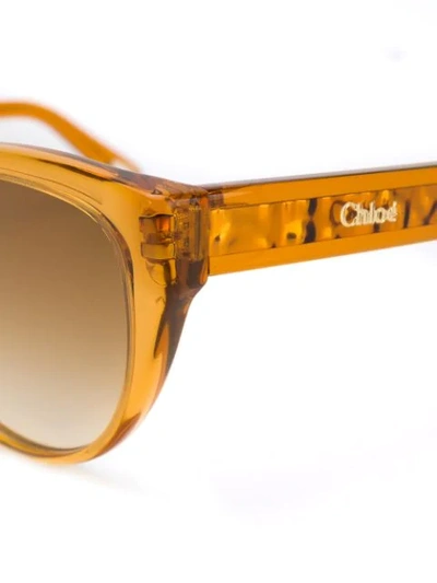 Shop Chloé Willow Cat-eye Frame Sunglasses In Gold