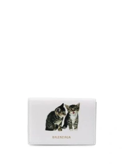 Shop Balenciaga Kitten Ville Mini Wallet In White