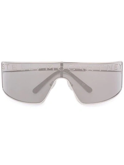 Shop Stella Mccartney Logo Embellished Sunglasses In Grey