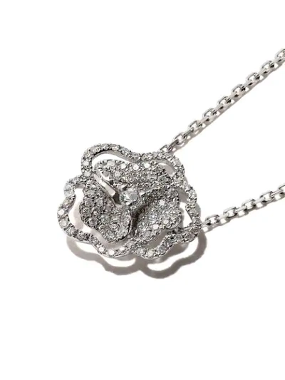 Shop As29 18kt White Gold Roselia Flower Line Medium Diamond Necklace In Silver