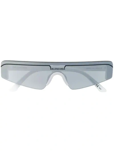 Shop Balenciaga Ski Rectangular-frame Sunglasses In White