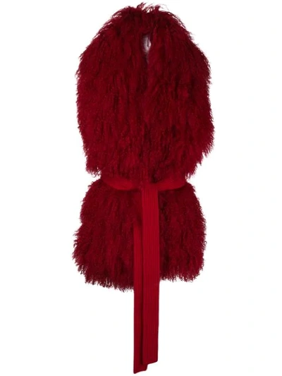P.a.r.o.s.h . Long Belted Stole - Red In Red