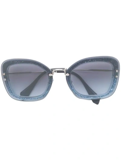 Shop Miu Miu Eyewear Glitter Frame Sunglasses - Blue
