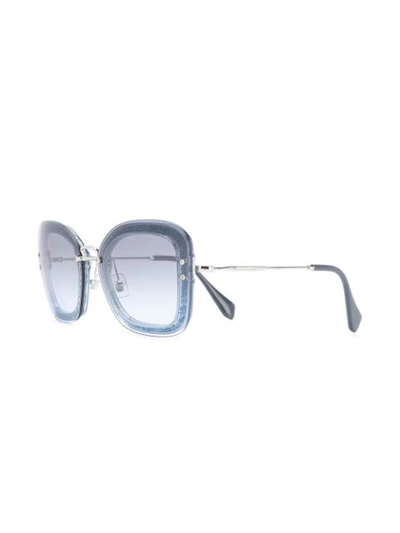 Shop Miu Miu Eyewear Glitter Frame Sunglasses - Blue