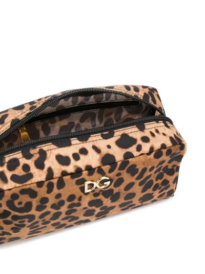 Shop Dolce & Gabbana Leopard Print Make-up Bag In Brown