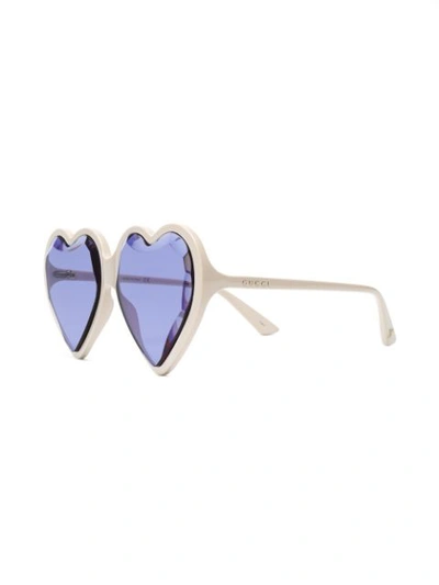 Shop Gucci Jeweled Heart Shape Sunglasses In White