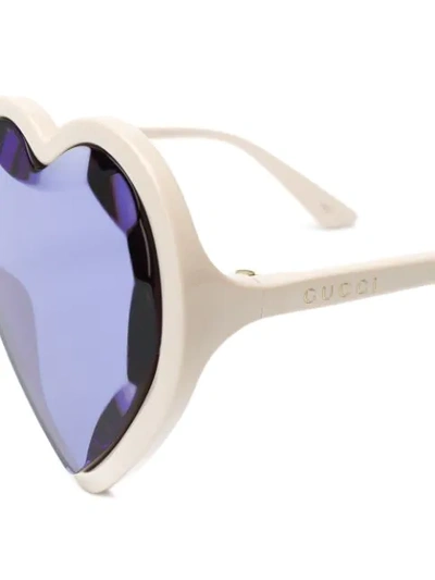 Shop Gucci Jeweled Heart Shape Sunglasses In White