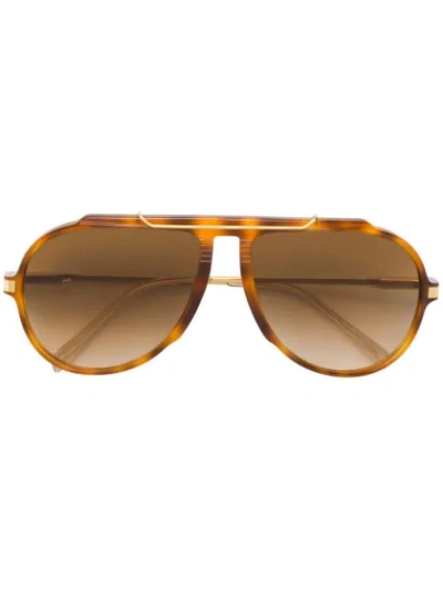 Shop Celine Aviator Sunglasses In Brown