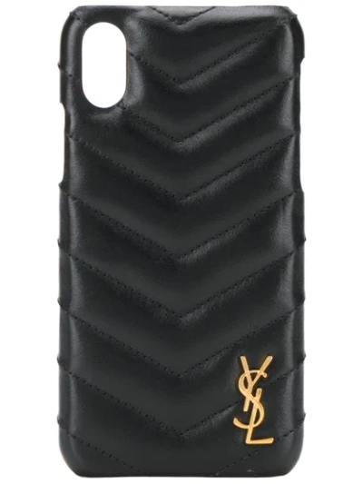 Shop Saint Laurent Monogram Iphone Xs Case In Black