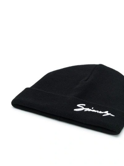 Shop Givenchy Embroidered Logo Beanie In Black