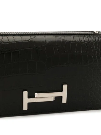 Shop Tod's Double T Chain Wallet In Black