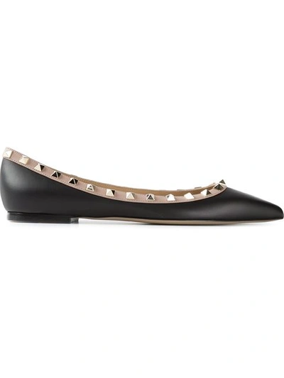 Gucci Rockstud Ballerina Shoes In Black