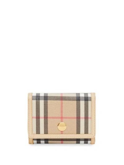 Shop Burberry Small Vintage Check Folding Wallet In Neutrals