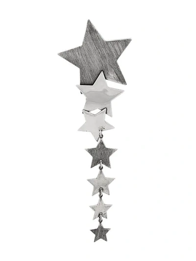 Shop Saint Laurent Oversized Cascading Stars Earring In Silver