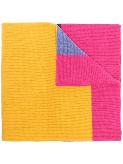 Shop Ganni Rainbow Knit Scarf In Pink