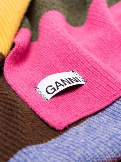 Shop Ganni Rainbow Knit Scarf In Pink