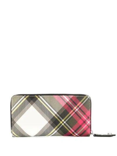 Shop Vivienne Westwood Zipped Tartan Wallet In White ,red