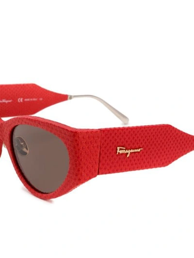 Shop Ferragamo Leather Oversized Sunglasses In Red