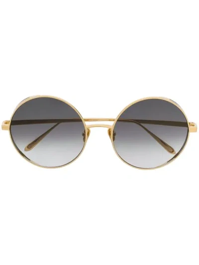 Shop Linda Farrow Gallery Circle Framed Sunglasses In Gold