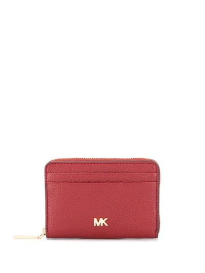 Shop Michael Michael Kors Leather Logo Purse In Red