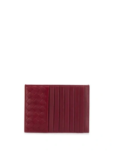 Shop Bottega Veneta Intrecciato Weave Card Holder In Red