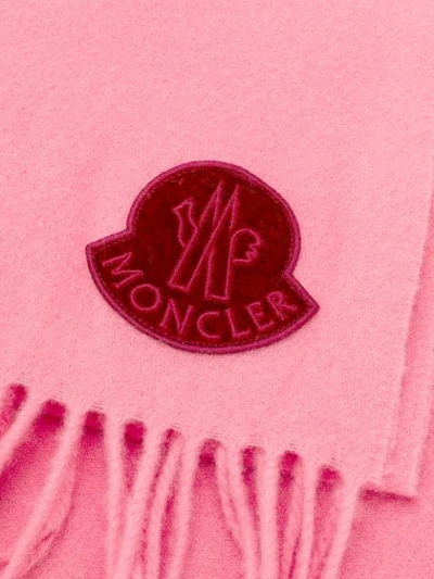 Shop Moncler Logo Patch Winter Scarf In Pink