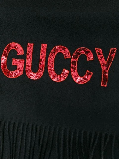 Shop Gucci Guccy Sequin Scarf - Black